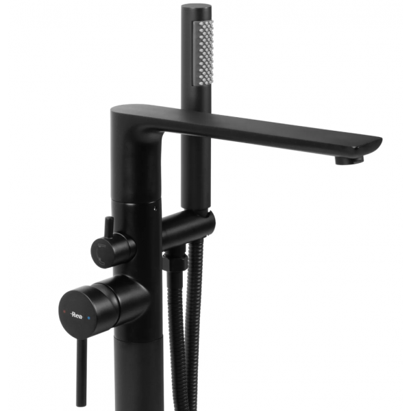 Змішувач для ванни REA FLORES BLACK чорний підлоговий