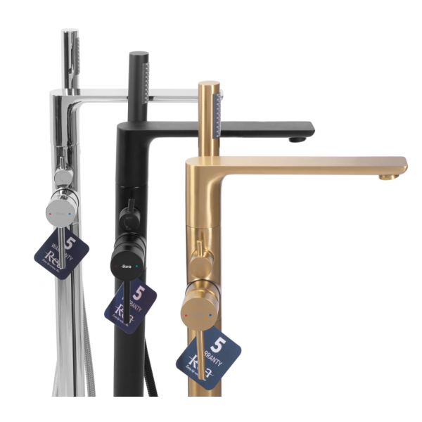 Змішувач для ванни REA FLORES BLACK чорний підлоговий