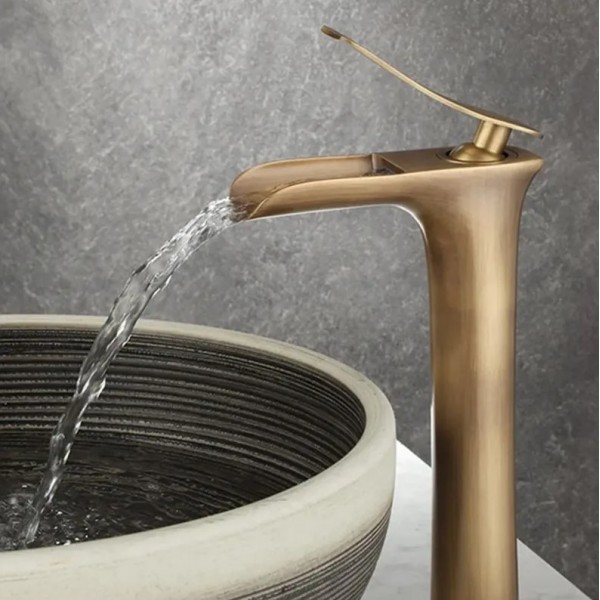 Змішувач для раковини REA LAGUNA ANTIQUE BRUSHED GOLD високий