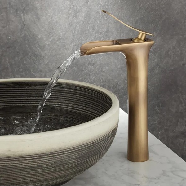 Змішувач для раковини REA LAGUNA ANTIQUE BRUSHED GOLD високий