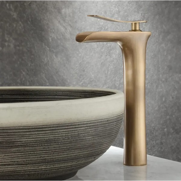 Змішувач для раковини REA LAGUNA ANTIQUE BRUSHED GOLD високий