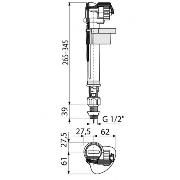 Впускной клапан для унитаза нижняя подводка 1/2" AlcaPlast A18-1/2