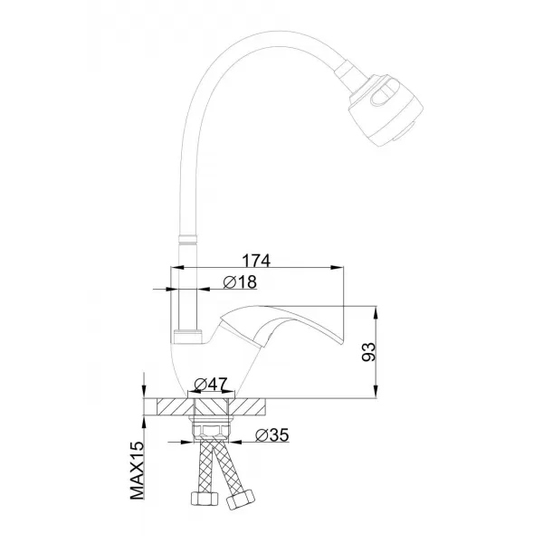 Змішувач для кухні з гнучким виливом FRAP F4303