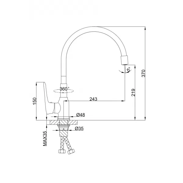 Смеситель для кухни с гибким изливом FRAP F4049