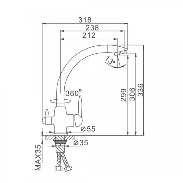 Смеситель для кухни с подключением к фильтру FRAP F4399-5