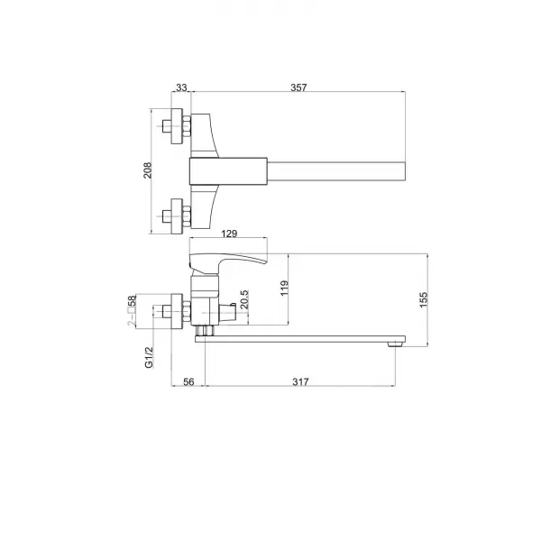 Смеситель для ванны GAPPO G2207-7
