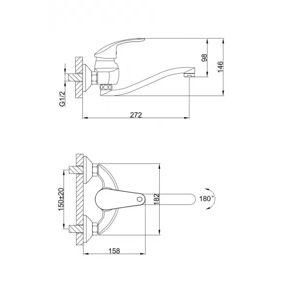 Змішувач для кухні настінний Frap F4621