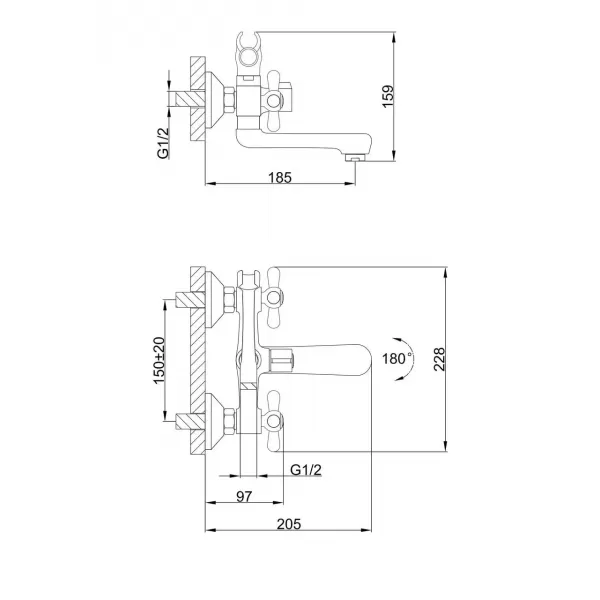 Змішувач для ванни Frap F3025, хром