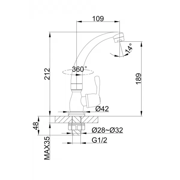 Монокран для рукомийника / кухні на одну воду FRAP  F4196