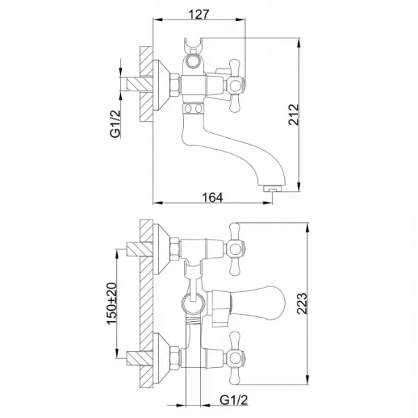 Смеситель для ванны FRAP  F32732-B