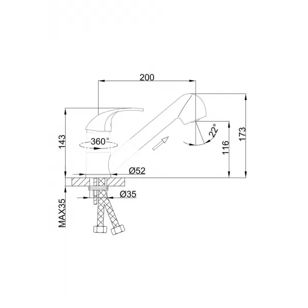 Змішувач для кухні з висувним виливом FRAP F6003