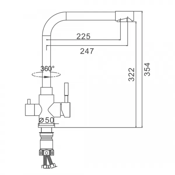 Смеситель для кухни с подключением к фильтру FRAP F43899-1