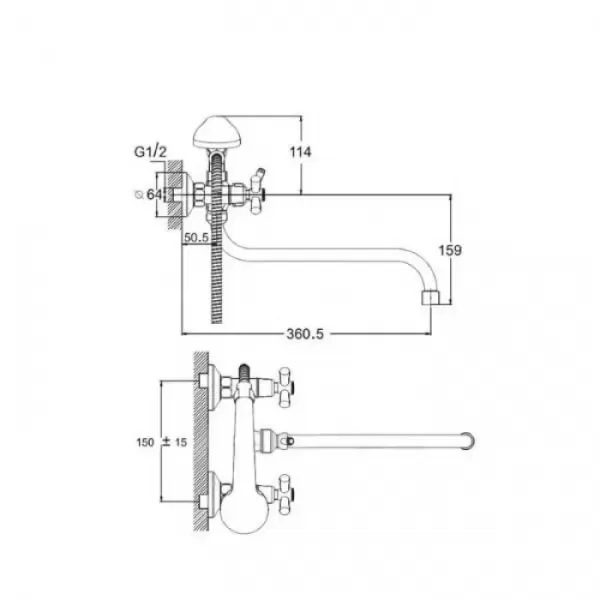 Смеситель для ванны WEZER DFR7-A722