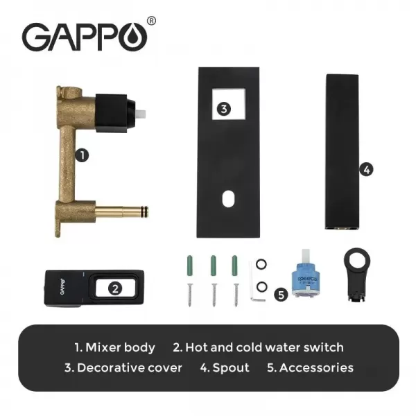 Смеситель для раковины скрытого монтажа GAPPO G1017-16