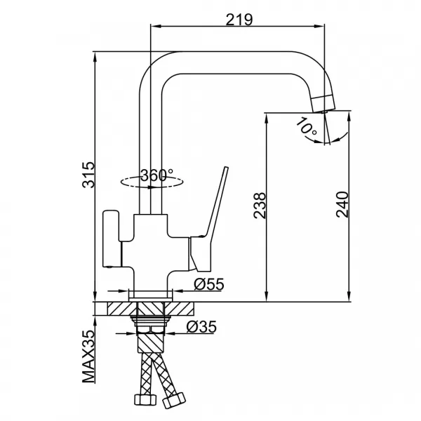 Змішувач для кухні з підключенням до фільтра FRAP F4362