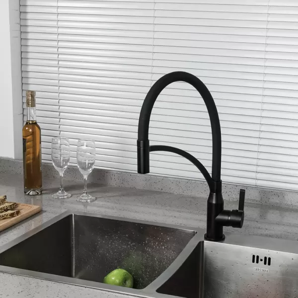 Змішувач для кухні Frap F4552-6 з гнучким виливом, чорний