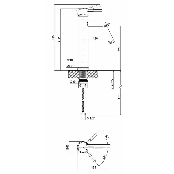 Змішувач для раковини WEZER EKO11A-01-BLACK