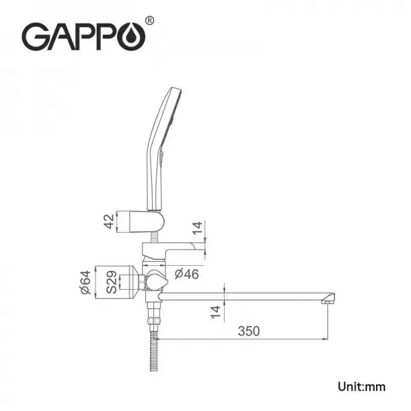 Смеситель для ванны GAPPO G2203-6