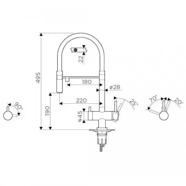 Змішувач для кухні з підключенням до фільтра WEZER TOP4-01
