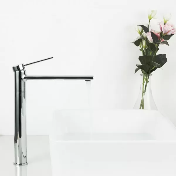 F1067-2 умивальник високий  одноваж. литий вилив лат. корпус гайка Ø25 (хром)** {10}