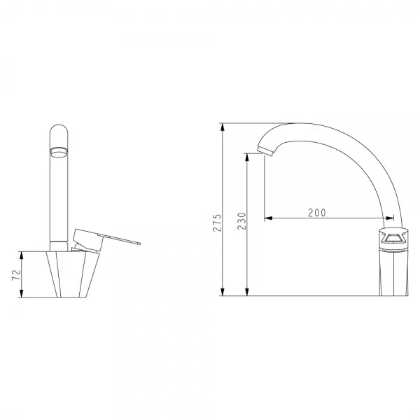 KIT4A-16 кухня одноваж. повортн.  вилив  вухо нерж гайка Ø35 (brushed nickel) {10/1}
