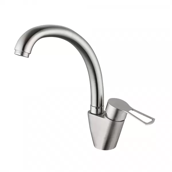 KIT4A-16 кухня одноваж. повортн.  вилив  вухо нерж гайка Ø35 (brushed nickel) {10/1}
