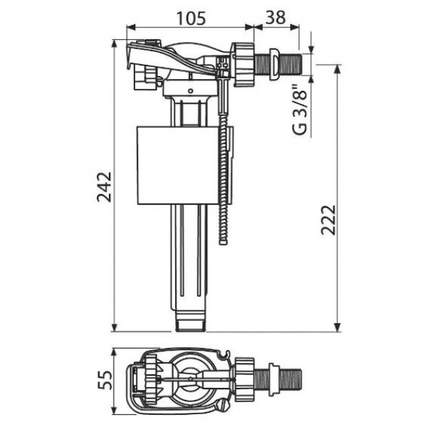 Впускний клапан для унітазу з боковим підведенням 3/8 AlcaPlast A150-3/8