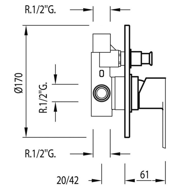 Смеситель для душа скрытого монтажа с переключателем TRES BM-TRES 01718012
