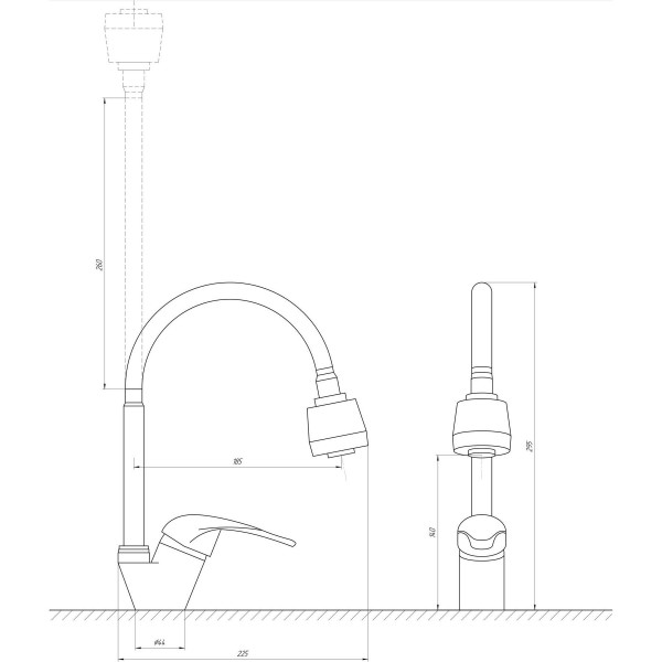 Змішувач для кухні з гнучким виливом одноважільний EcoMIX 000014926