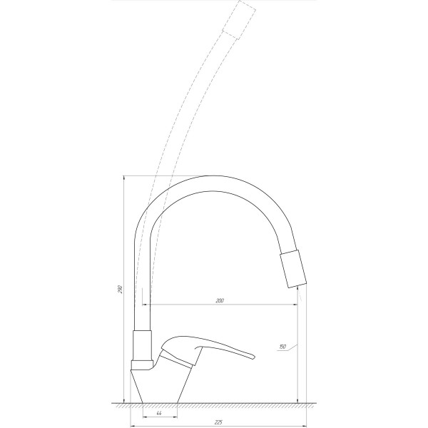 Змішувач для кухні з гнучким виливом одноважільний EcoMIX 000014929