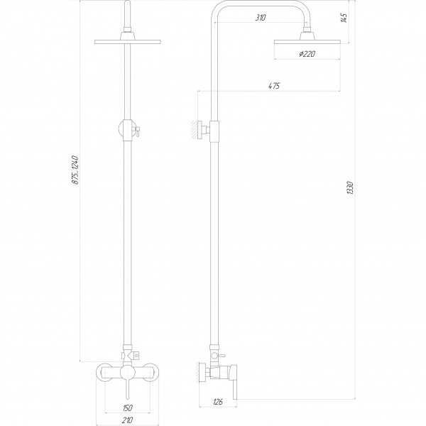 Душевая система Globus Lux LAZER DS-007A