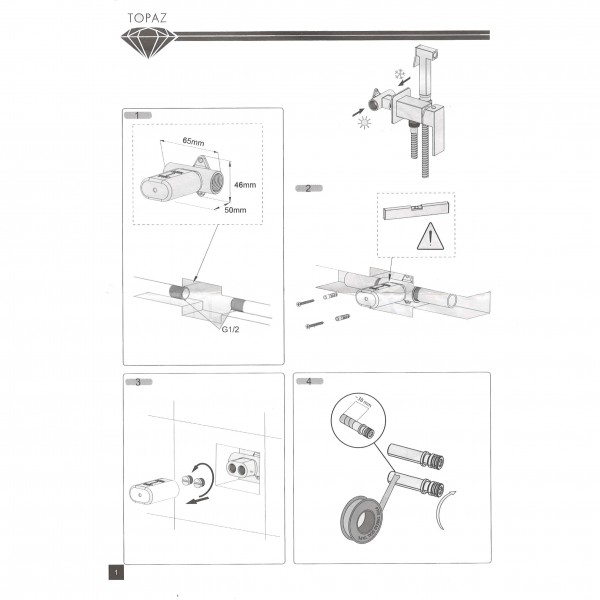 Смеситель с гигиеническим душем TOPAZ SARDINIA TS 087106-H20 Скрытый