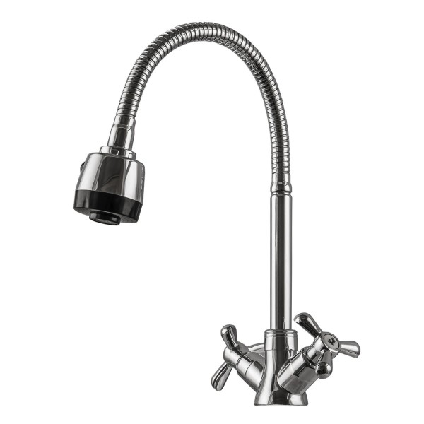 Змішувач для кухні з гнучким виливом двоважільний DOMINO 000017654