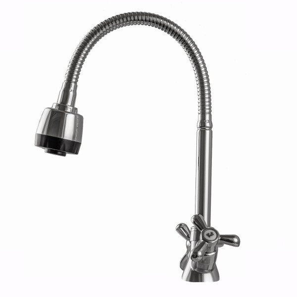 Змішувач для кухні з гнучким виливом двоважільний DOMINO 000017654