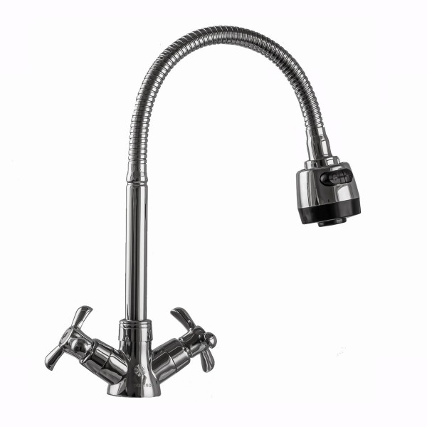 Змішувач для кухні з гнучким виливом двоважільний DOMINO 000017654