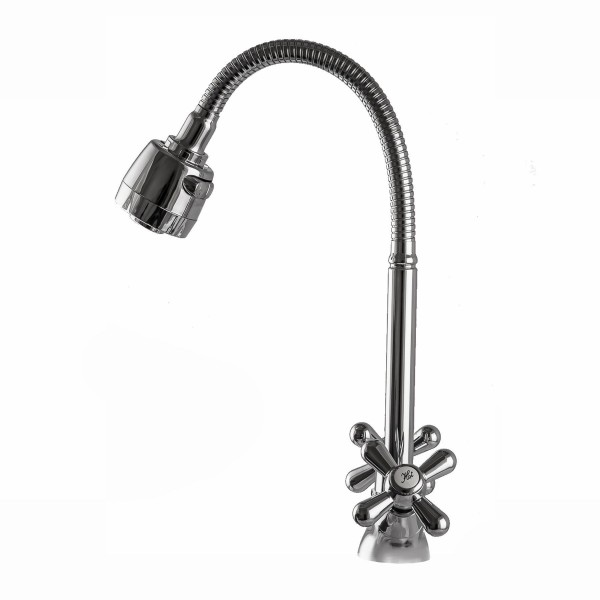 Змішувач для кухні з гнучким виливом двоважільний DOMINO 000017655