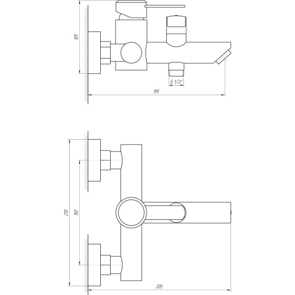 Смеситель для ванны Globus Lux WIEN SBT2-102NE