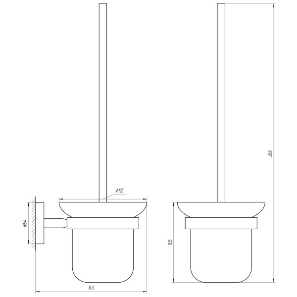 Ерш настенный без крышки Globus Lux SS8429A  SUS304
