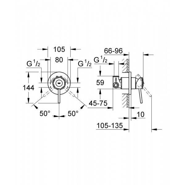 Смеситель для душа скрытого монтажа Grohe BauClassic 29048000