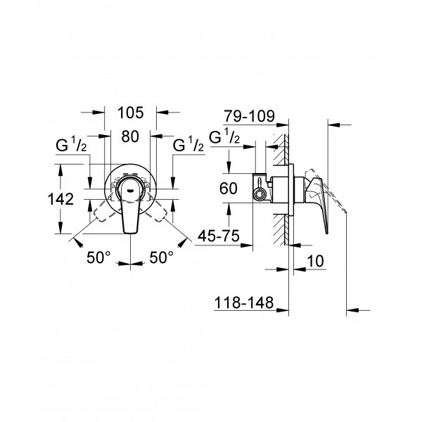 Смеситель для душа скрытого монтажа Grohe BauFlow 29046000