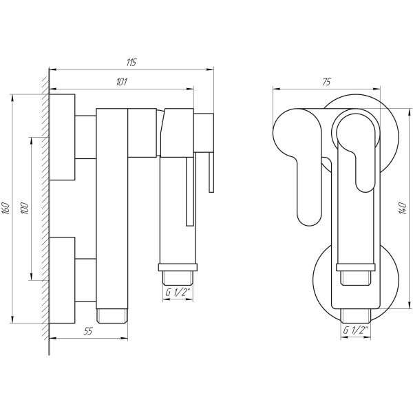 Змішувач з гігієнічним душем Globus Lux GLN-3-106MIX
