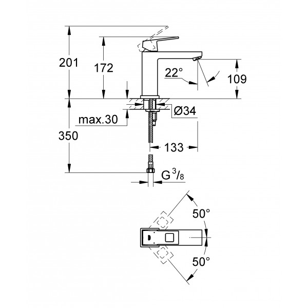 Смеситель для раковины однорычажный Grohe Eurocube 23446000