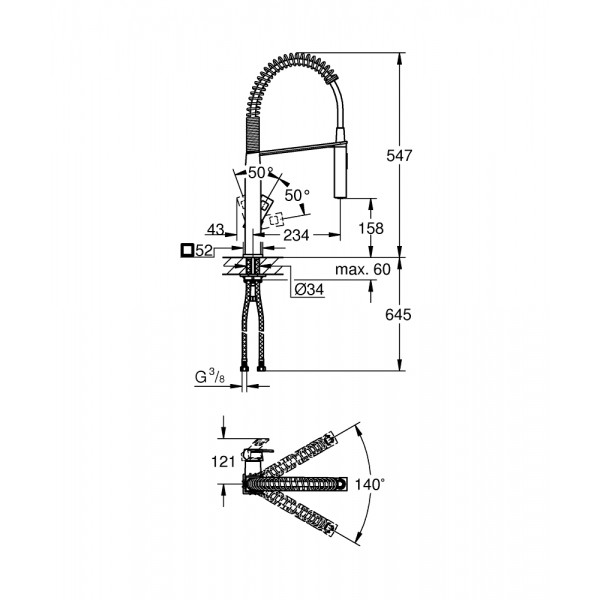 Смеситель для кухни однорычажный Grohe Eurocube 31395000