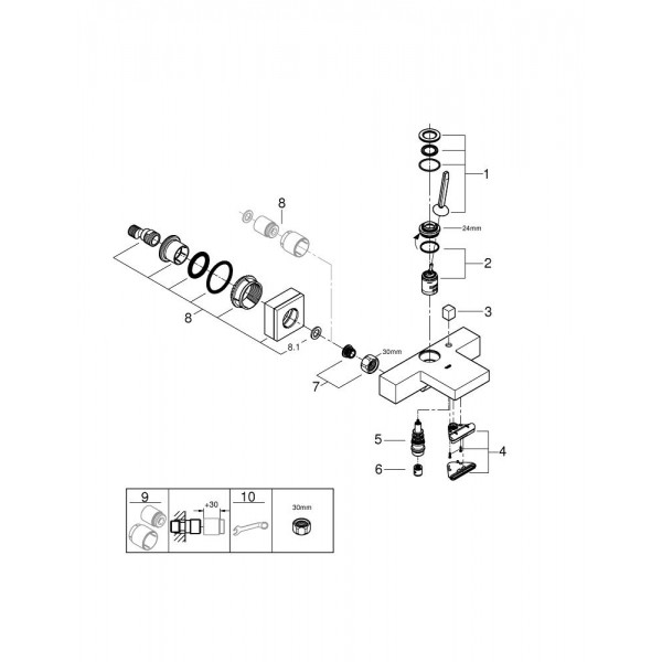 Смеситель для ванны хром Grohe Eurocube Joy 23666000