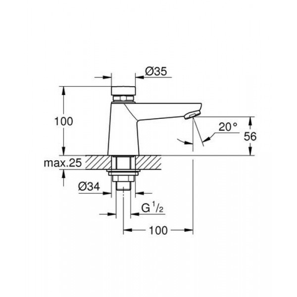 Кран дозатор для раковины нажимной Grohe Euroeco Cosmopolitan T 36265000