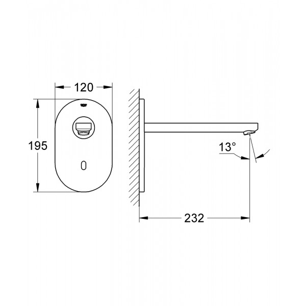 Кран сенсорний для умивальника прихованого монтажу Grohe 36334SD0 Eurosmart Cosmopolitan E нержавіюча сталь