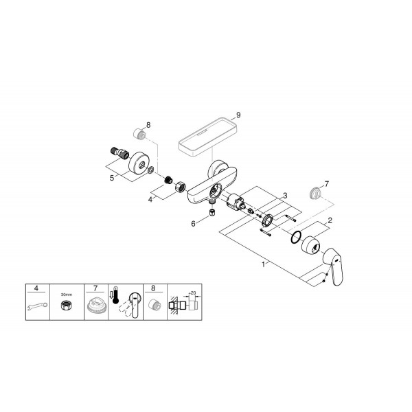 Змішувач для душу настінний Grohe Eurosmart Cosmopolitan 32837000
