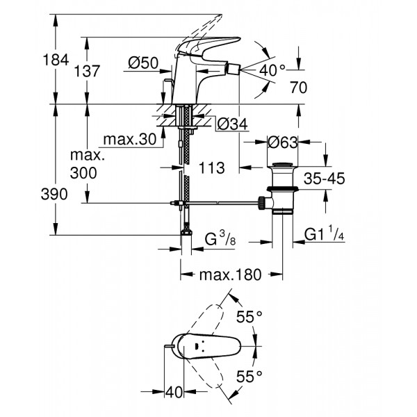 Змішувач для біде Grohe Eurostyle 23720003