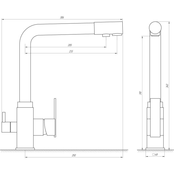Смеситель для кухни с подключением к фильтру Globus Lux LAZER 000019251