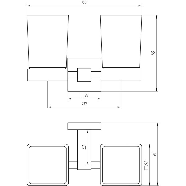 Стакан двойной Globus Lux SQ 9428 SUS304